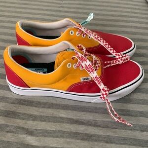 Never-worn Vans Comfy Cush shoes. Orange and Red style with red & white laces.